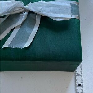2 Marshall Fields Elegant Green Gift Boxes with Silver Ribbon
